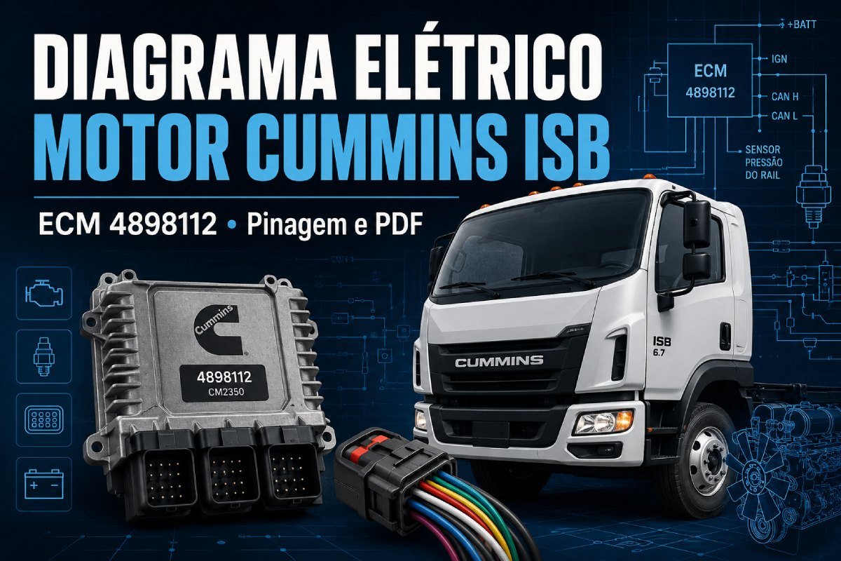 Diagrama elétrico do motor Cummins ISB com ECM 4898112, pinagem e arquivo em PDF