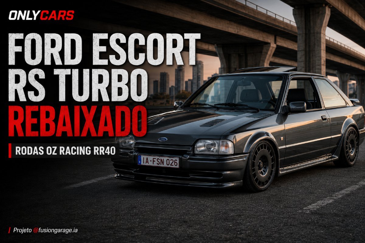 Ford Escort RS Turbo rebaixado com rodas OZ Racing RR40