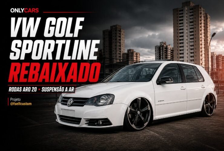 VW Golf Sportline rebaixado branco com rodas aro 20 e suspensão a ar