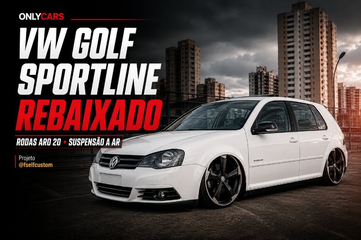 VW Golf Sportline rebaixado branco com rodas aro 20 e suspensão a ar