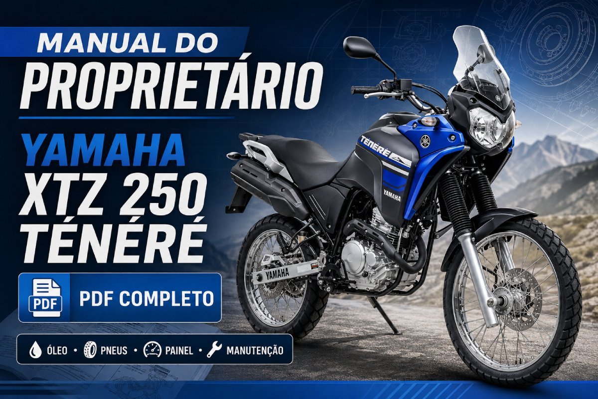 Manual do Proprietário Yamaha XTZ 250 Ténéré PDF com óleo, pneus, painel, fusíveis e manutenção