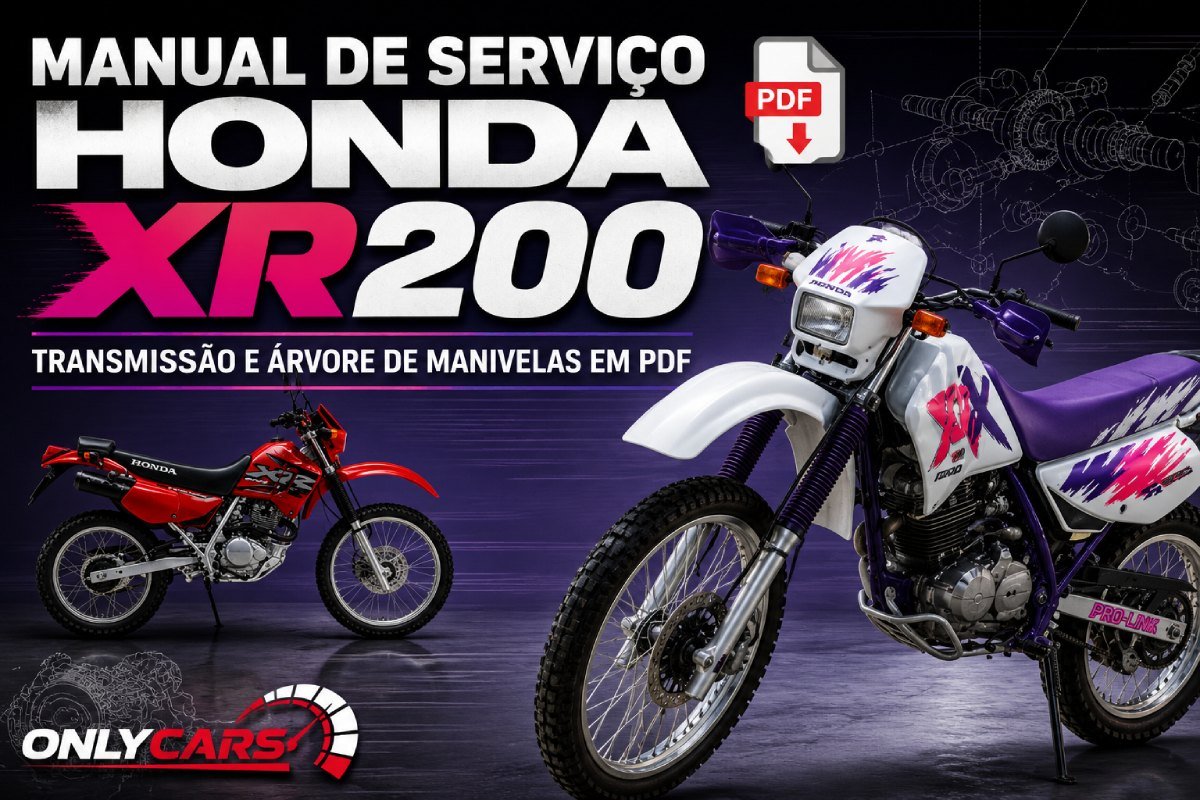 Manual de serviço Honda XR200R transmissão e árvore de manivelas em PDF