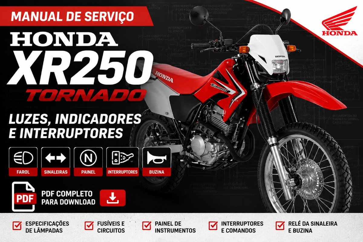 Manual de serviço Honda XR250 Tornado luzes indicadores interruptores PDF