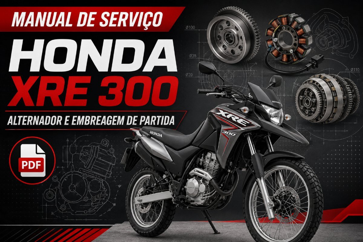 Manual de serviço Honda XRE 300 sobre alternador e embreagem de partida em PDF