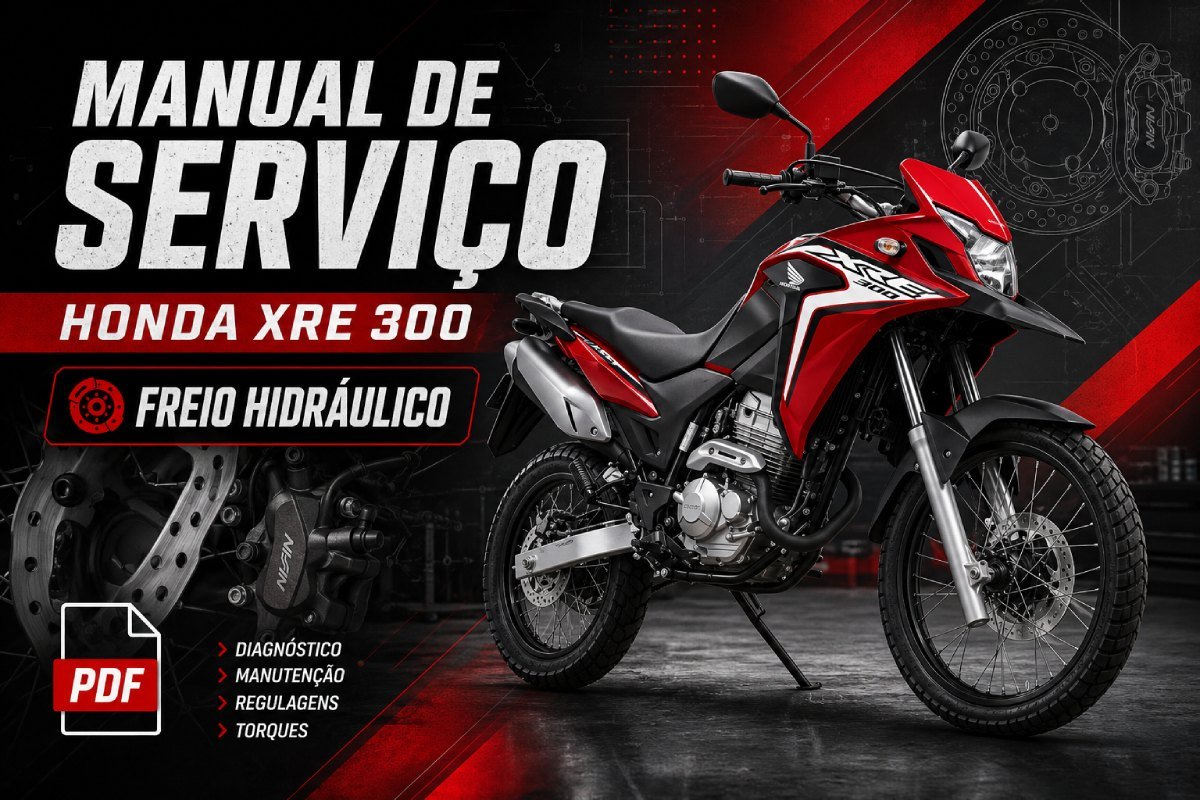 Manual de serviço Honda XRE 300 sobre freio hidráulico, sangria, pastilhas, discos e cálipers em PDF
