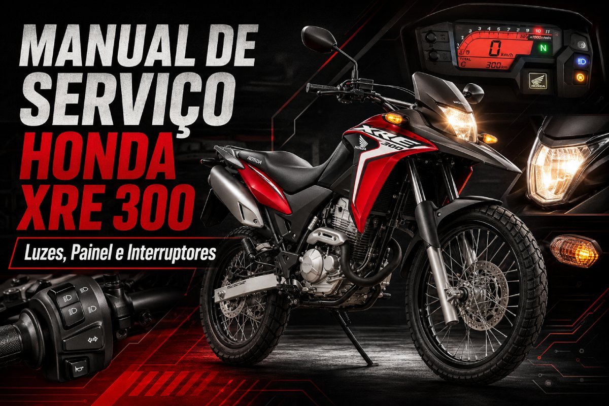 Manual de serviço Honda XRE 300 sobre luzes, painel de instrumentos e interruptores em PDF
