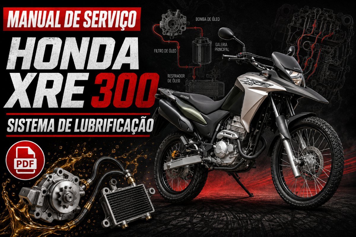 Manual de serviço Honda XRE 300 sobre sistema de lubrificação, bomba e radiador de óleo em PDF