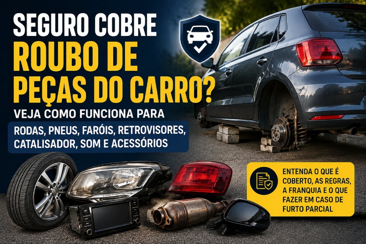 Seguro cobre roubo de peças do carro como rodas, faróis e catalisador