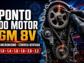 Ponto e sincronismo dos motores GM 8V com correia dentada e marcas de alinhamento