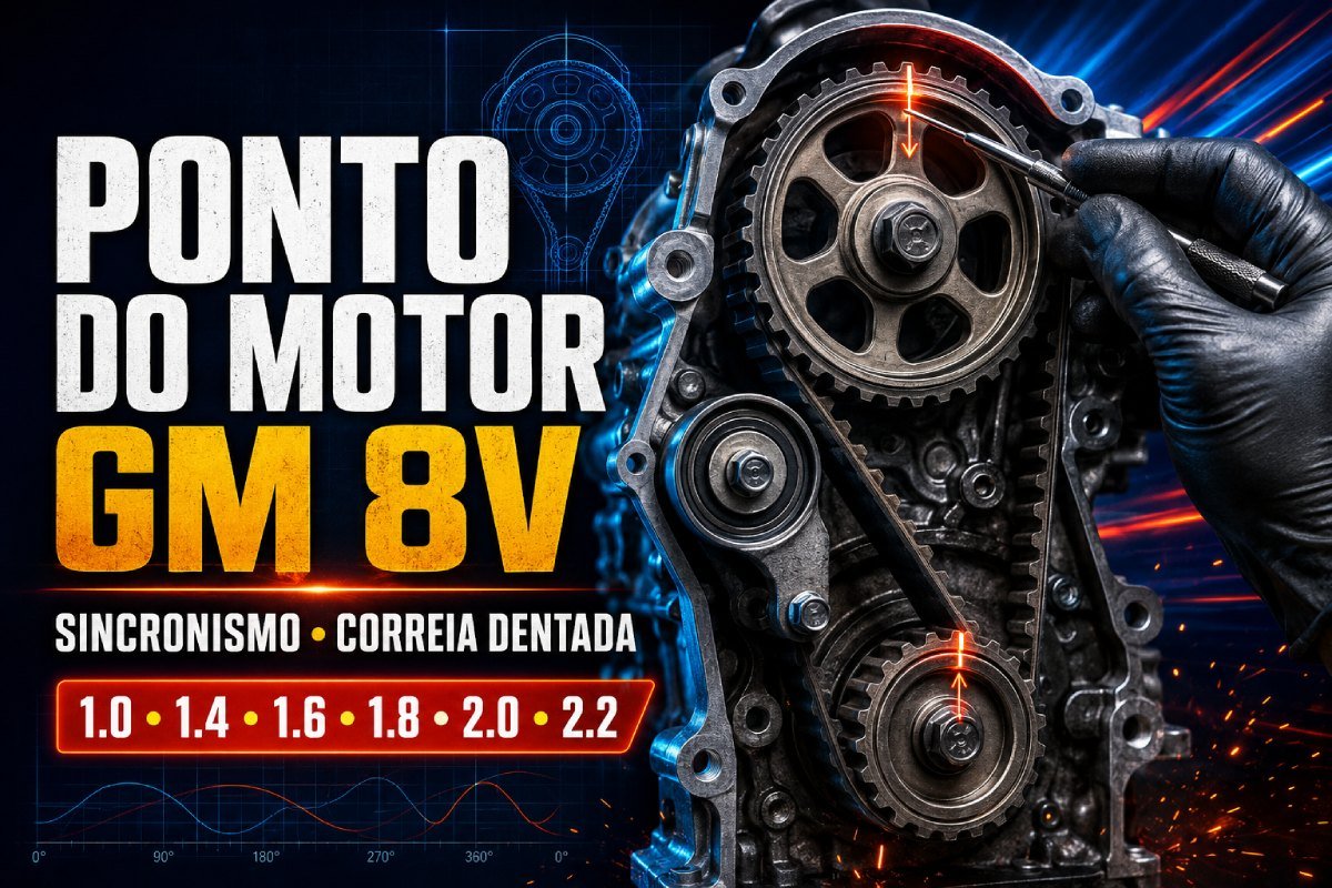 Ponto e sincronismo dos motores GM 8V com correia dentada e marcas de alinhamento