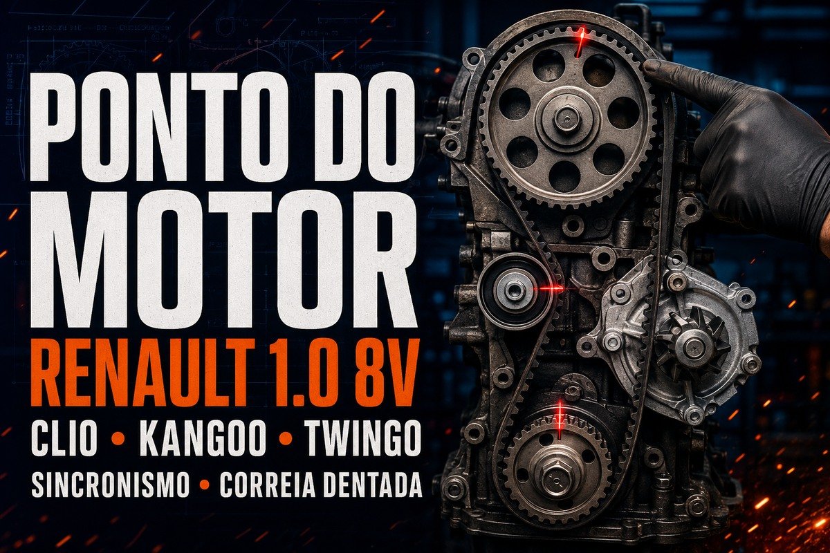 Ponto do motor Renault 1.0 8V do Clio, Kangoo e Twingo com correia dentada e marcas de sincronismo