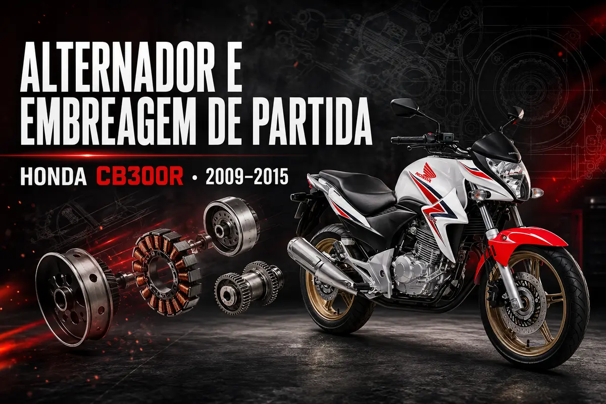Alternador e embreagem de partida da Honda CB300R 2009 a 2015