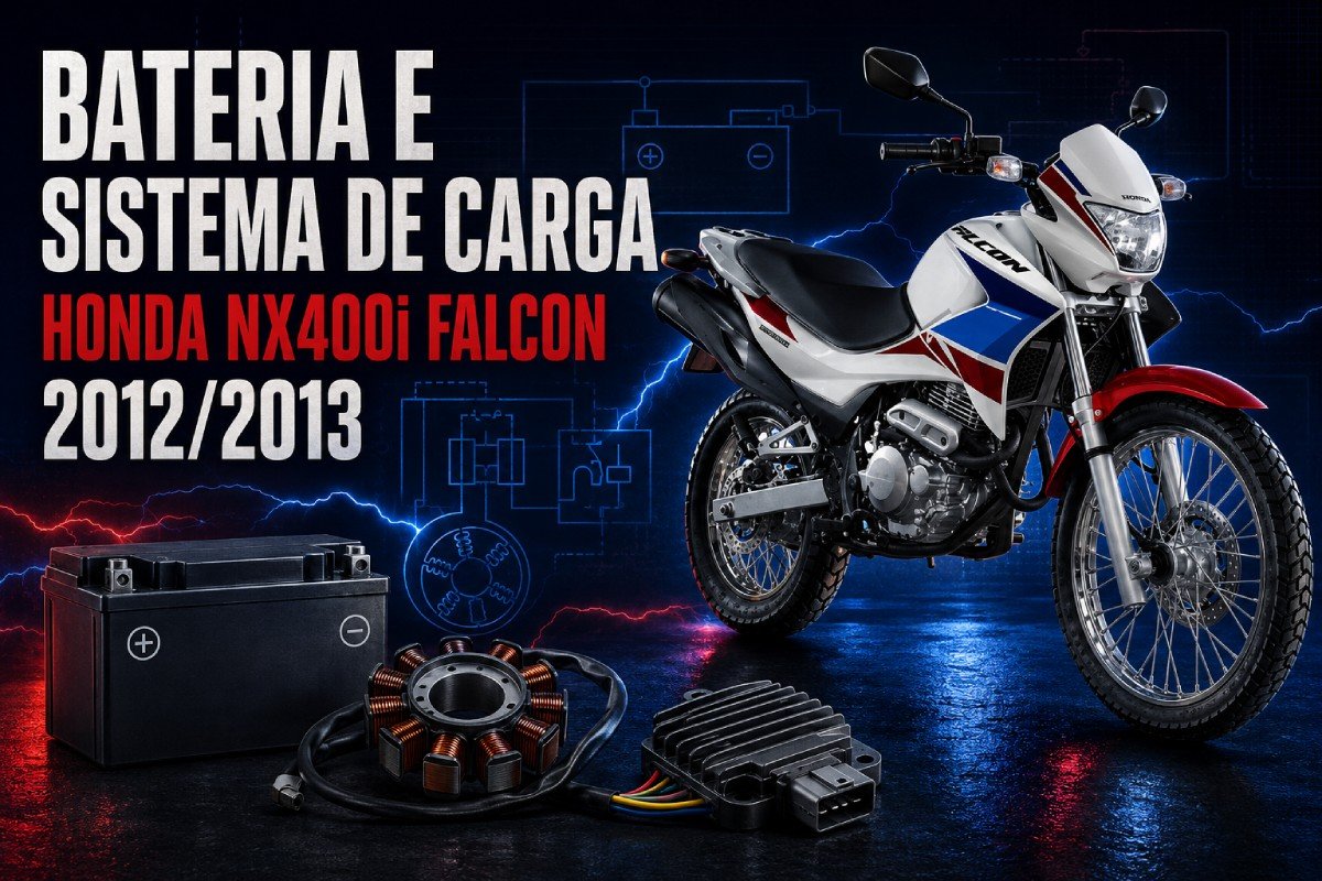 Bateria e sistema de carga da Honda NX400i Falcon 2012/2013
