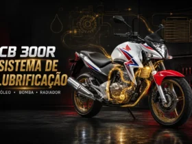 Sistema de lubrificação da Honda CB300R com bomba de óleo e radiador