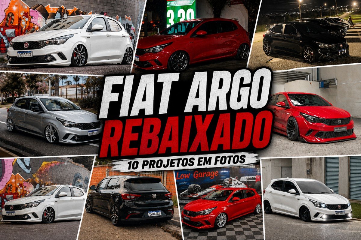 Fiat Argo rebaixado em diferentes projetos com rodas esportivas