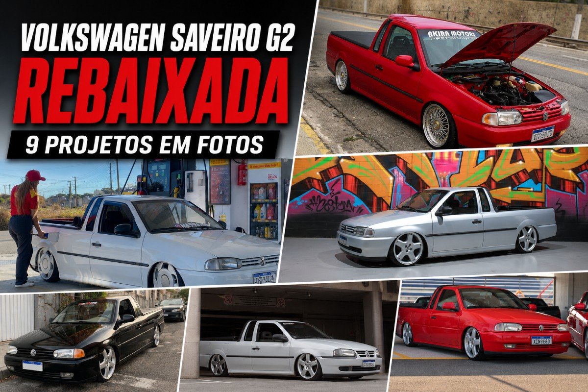 Coletânea de Volkswagen Saveiro G2 rebaixadas em diferentes cores e estilos