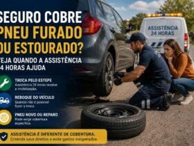 Seguro cobre pneu furado ou estourado e assistência 24 horas