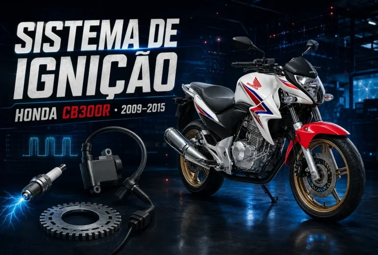 Sistema de ignição da Honda CB300R com vela, bobina e sensor CKP