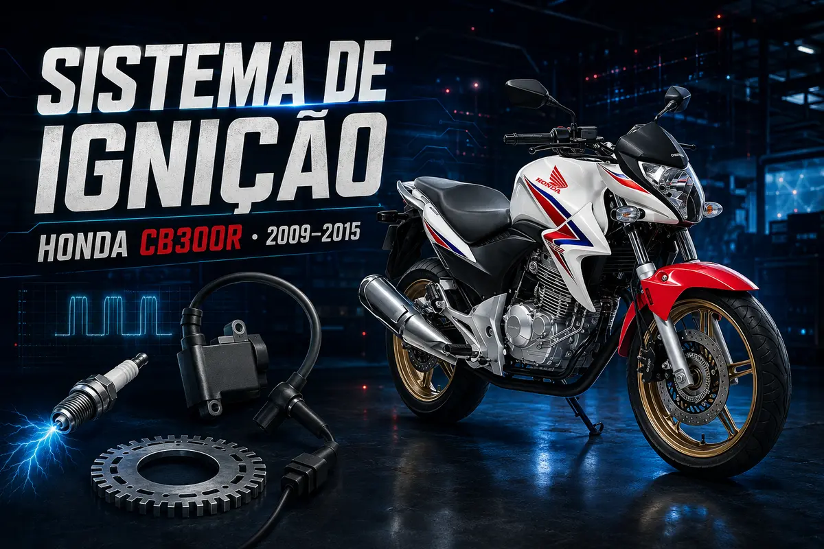 Sistema de ignição da Honda CB300R com vela, bobina e sensor CKP