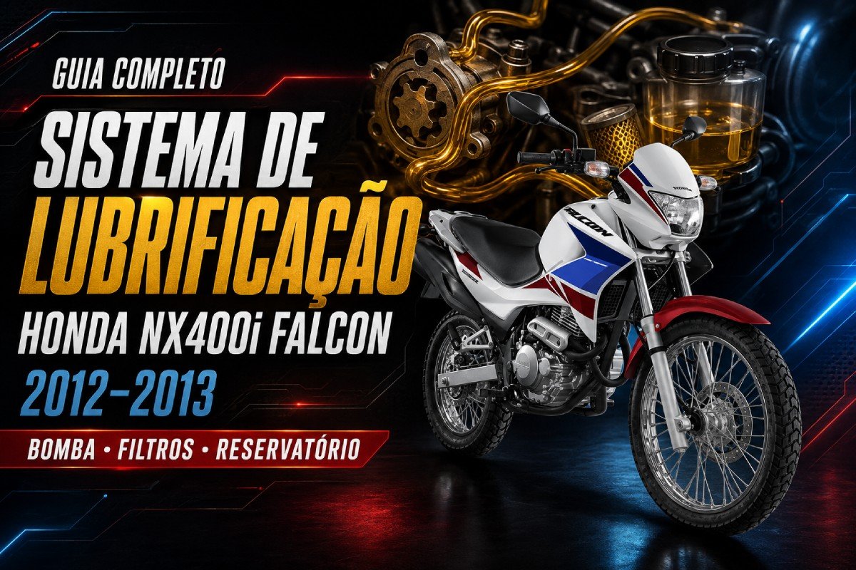 Sistema de lubrificação da Honda NX400i Falcon 2012/2013 com bomba, filtros e reservatório