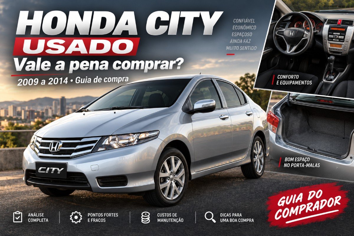 Honda City usado 2009 a 2014 em guia de compra com interior e porta-malas