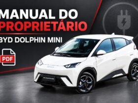 BYD Dolphin Mini branco na capa do manual do proprietário em PDF