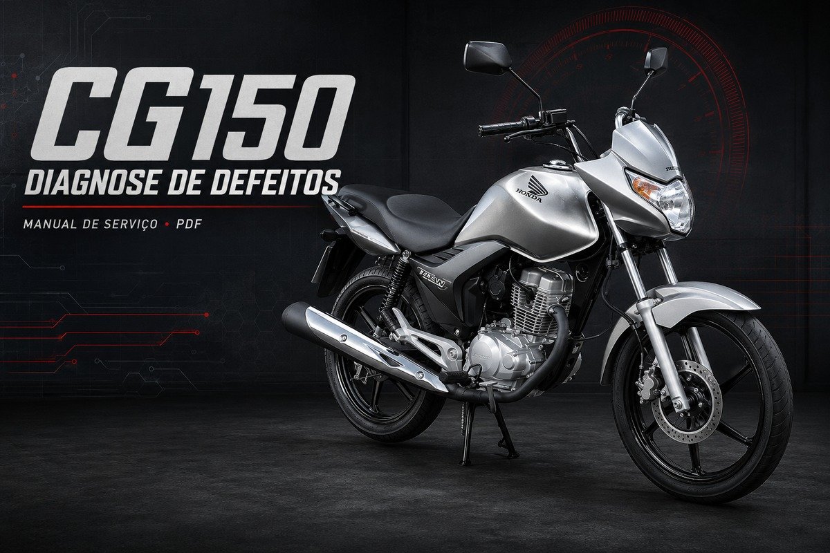 Honda CG150 Titan prata em capa do manual de diagnose de defeitos