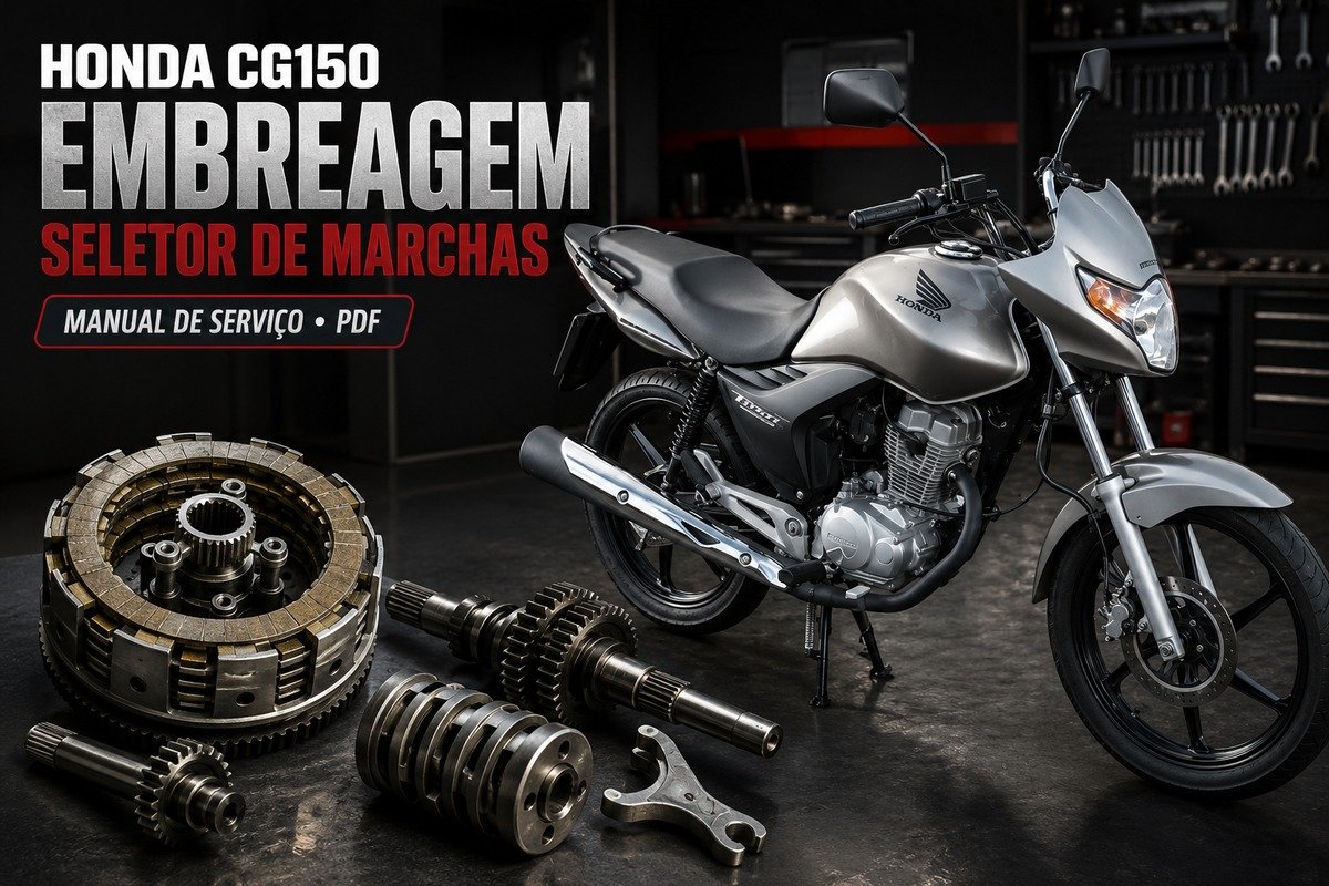 Embreagem e seletor de marchas da Honda CG150 Titan — manual de serviço em PDF