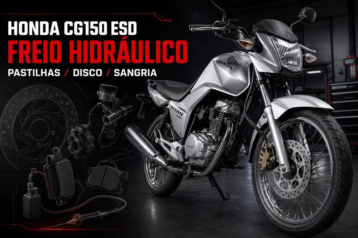 Freio hidráulico dianteiro da Honda CG150 Titan ESD com disco, pastilhas e cáliper
