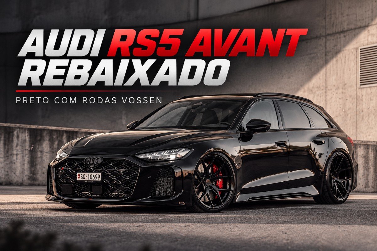 Audi RS5 Avant rebaixado preto com rodas Vossen