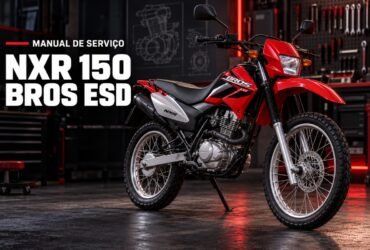 Honda NXR 150 Bros ESD vermelha em oficina para manual de serviço
