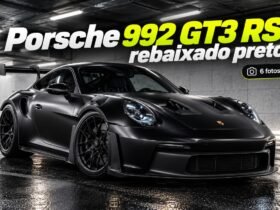 Porsche 911 GT3 RS 992 rebaixado preto em garagem