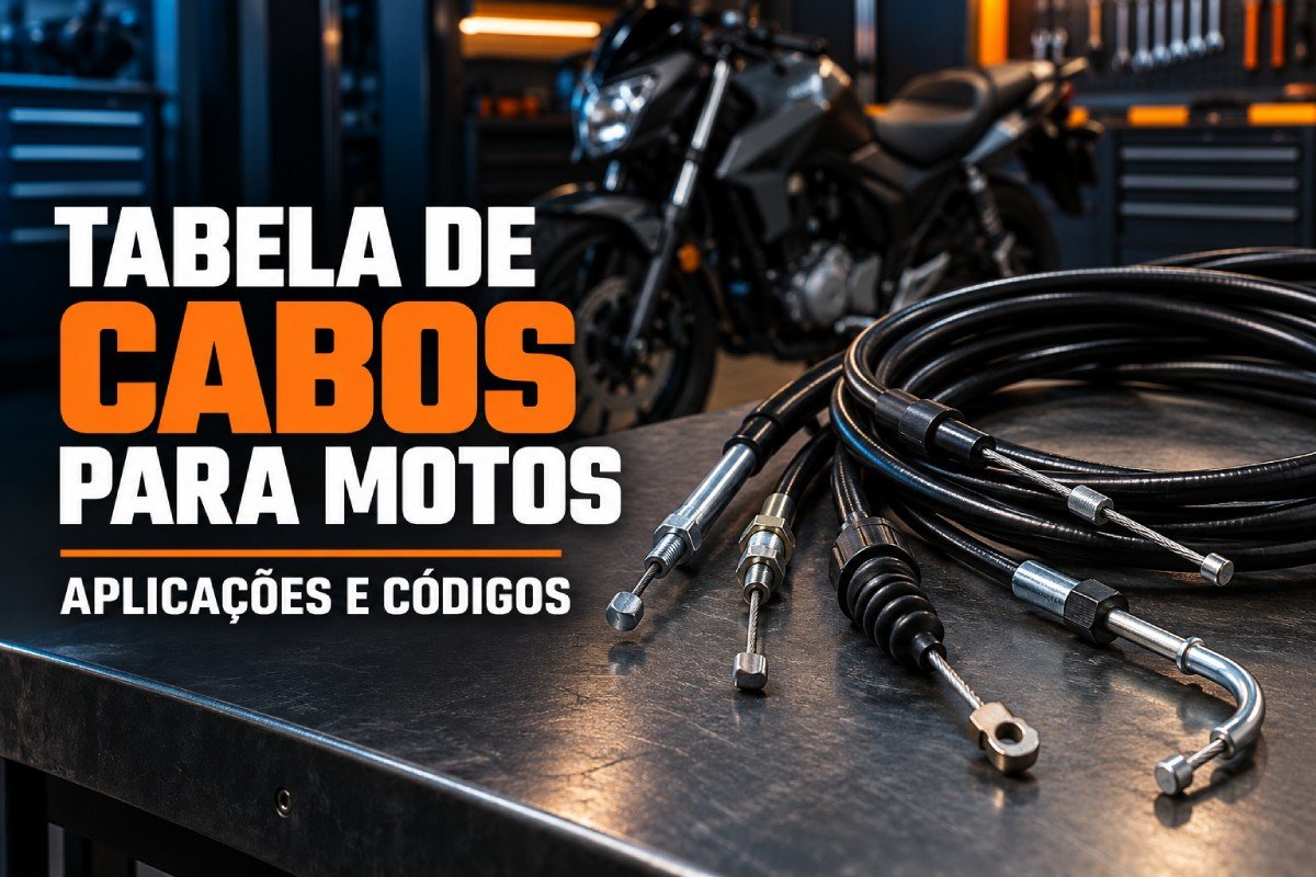 Tabela de cabos para motos com aplicações e códigos originais