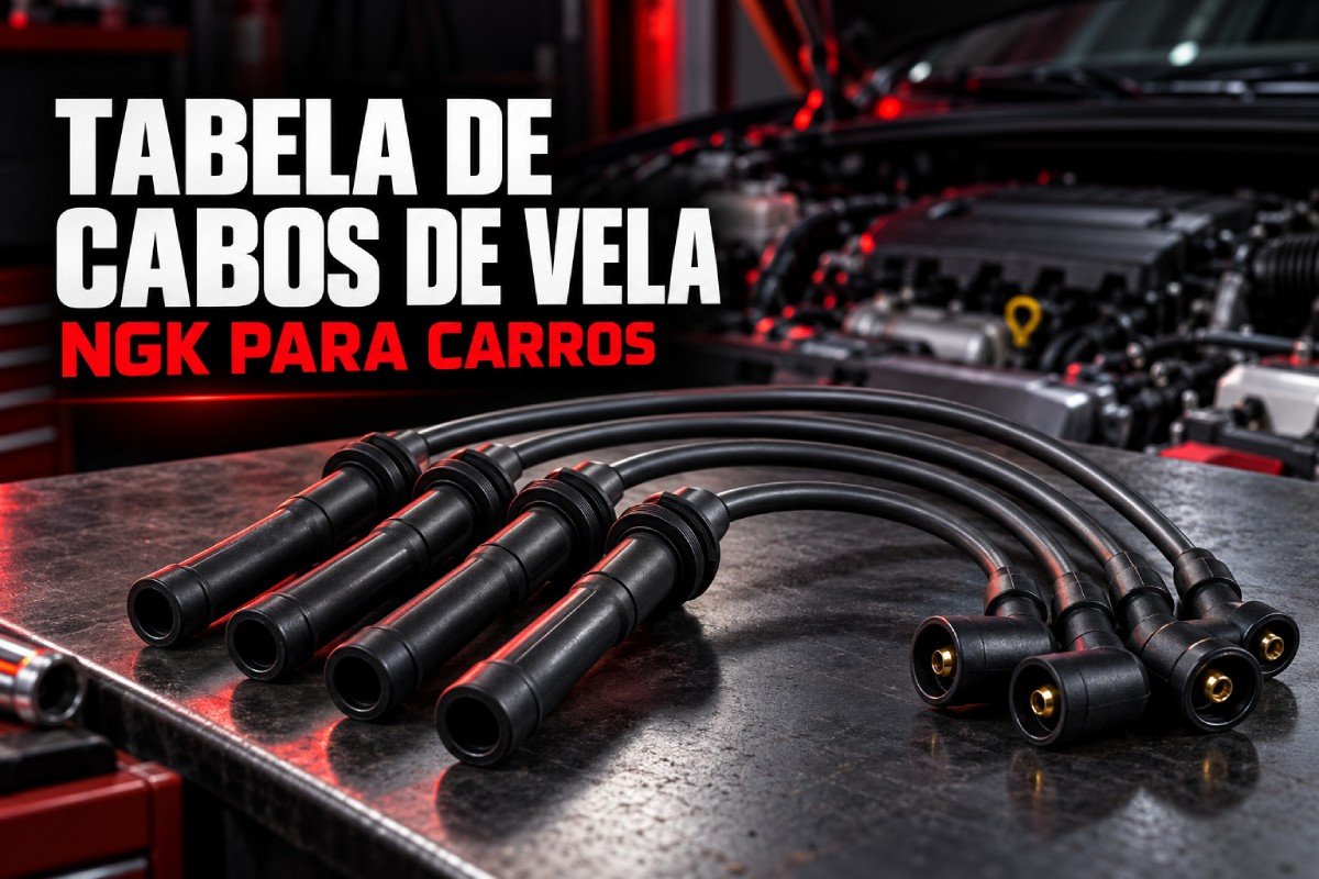 Cabos de vela automotivos com chamada para a tabela NGK para carros