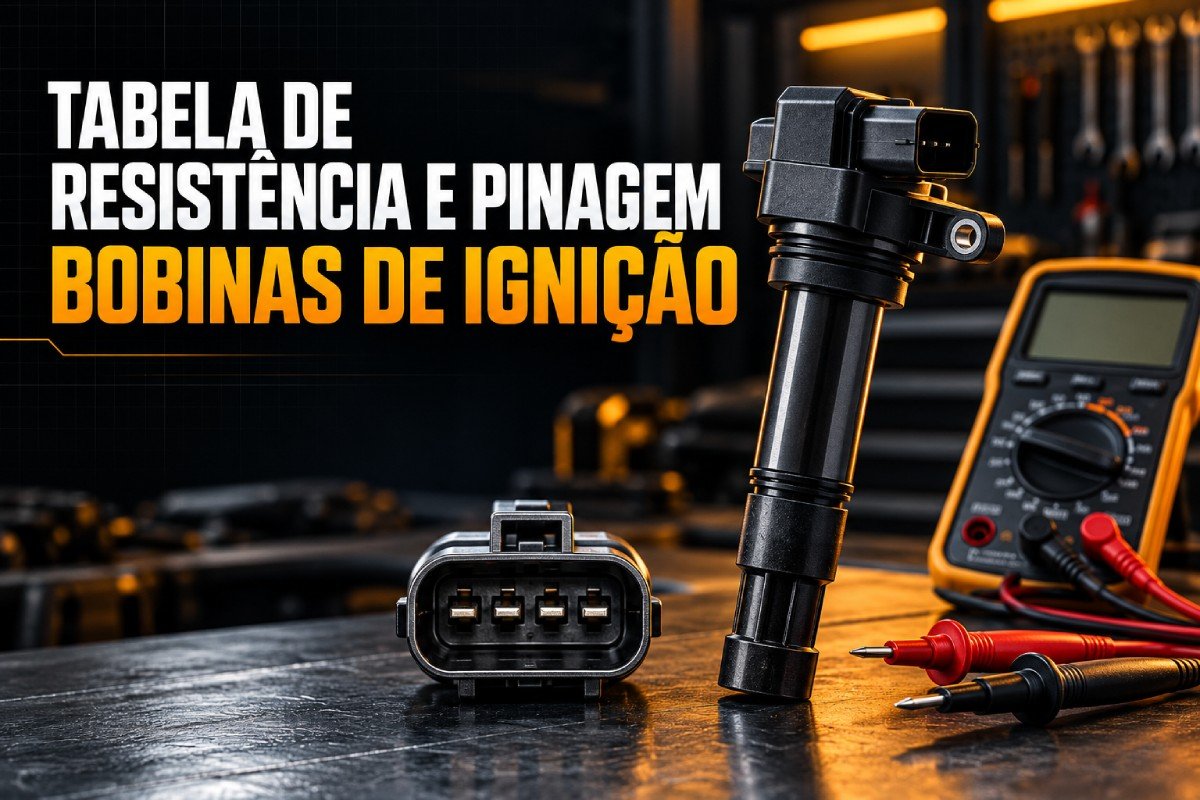 Tabela de resistência e pinagem das bobinas NGK para carros