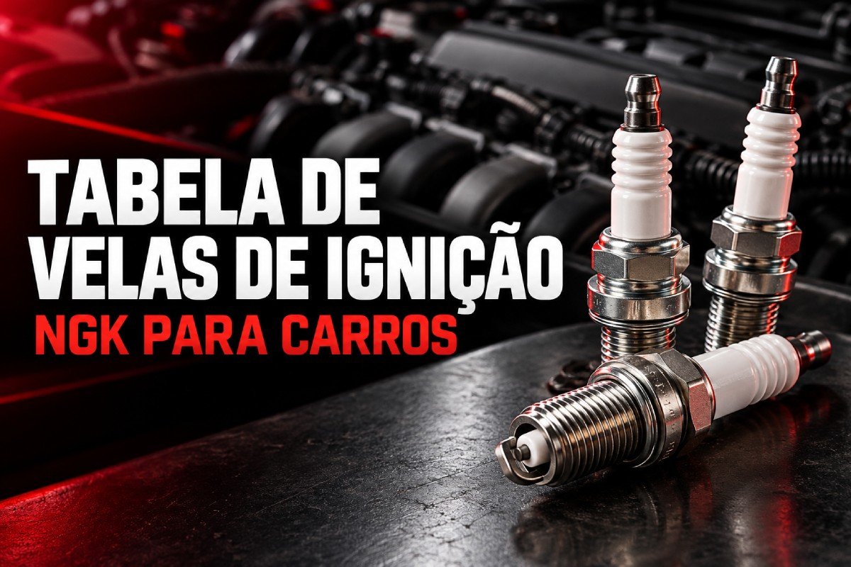 Velas de ignição NGK para carros ao lado de um motor