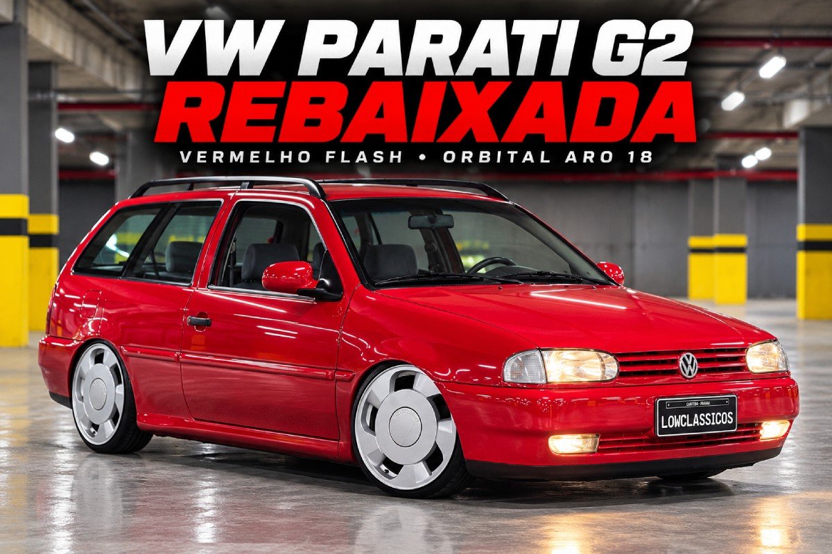 VW Parati G2 rebaixada Vermelho Flash com rodas Orbital aro 18