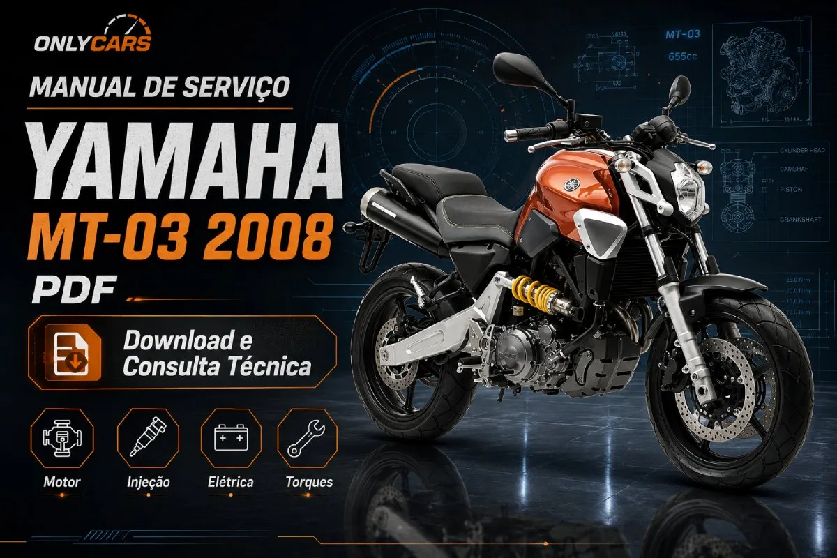 Manual de serviço Yamaha MT-03 2008 em PDF com motor injeção elétrica torques óleo e diagnóstico