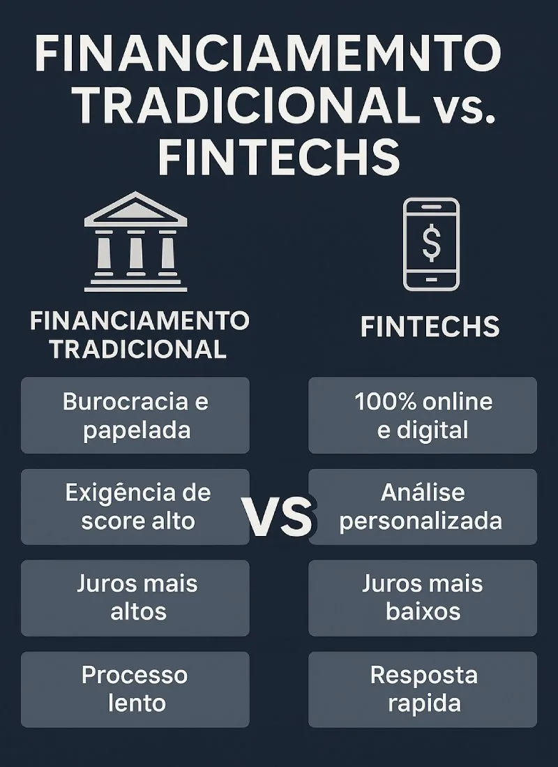 Diferenças entre financiamento bancário tradicional e fintechs Comparativo entre financiamento tradicional e fintechs em 2025