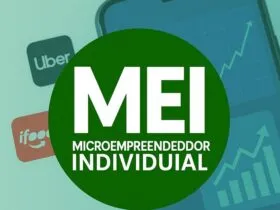 Logotipo MEI com fundo temático sobre aplicativos e empreendedorismo