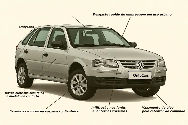 Defeitos mais comuns do Gol G4 como falhas elétricas, vazamentos e direção