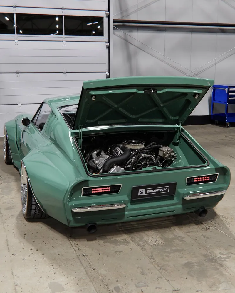 Renderização do motor do Puma GT com acabamento cromado e componentes realistas Motor gráfico do Puma GT com detalhes cromados