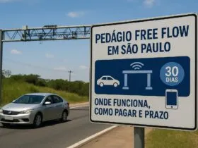 Pedágio Free Flow em São Paulo 2025 com pórtico eletrônico na rodovia
