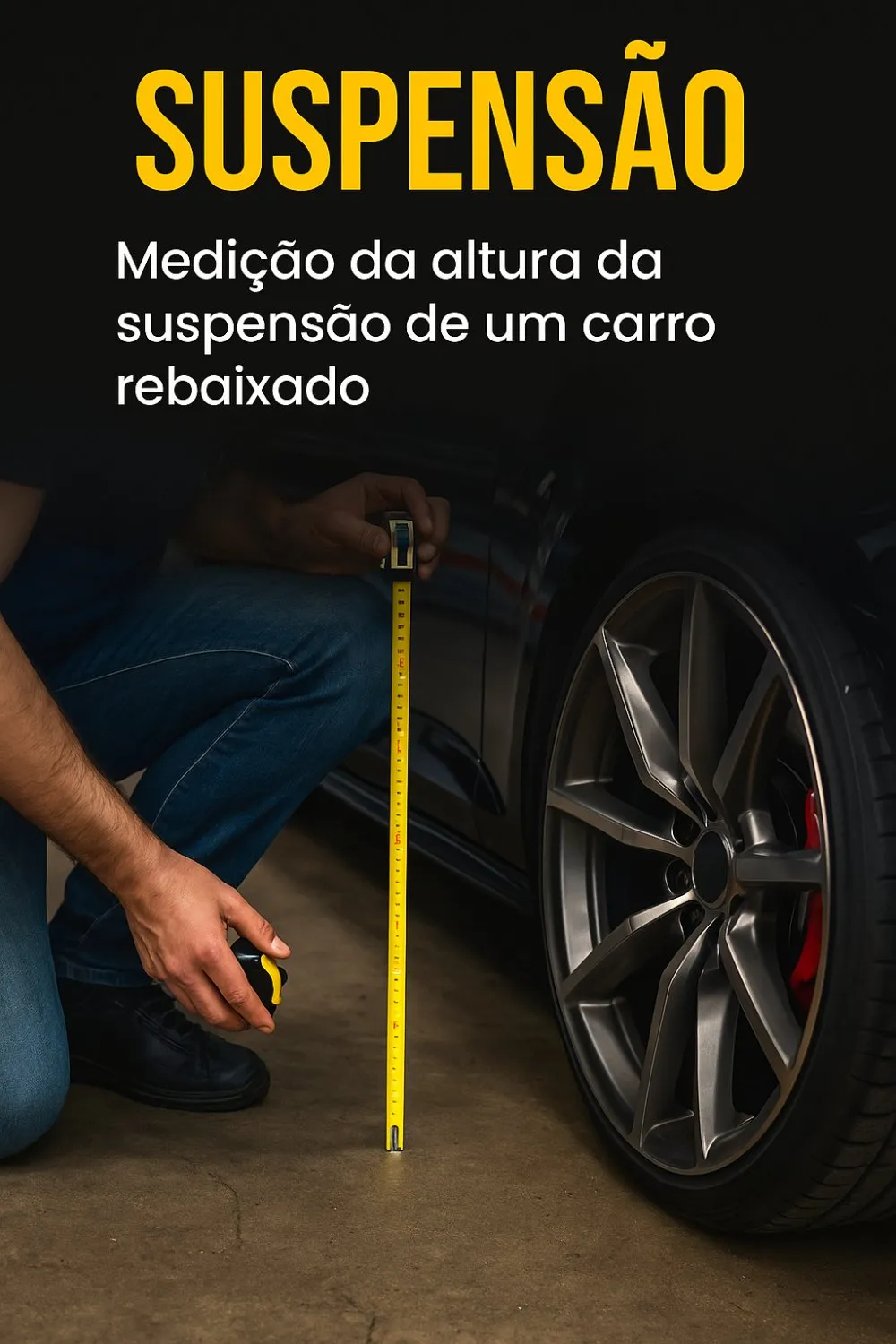 Fiscal medindo 10 cm de altura mínima da suspensão durante inspeção veicular