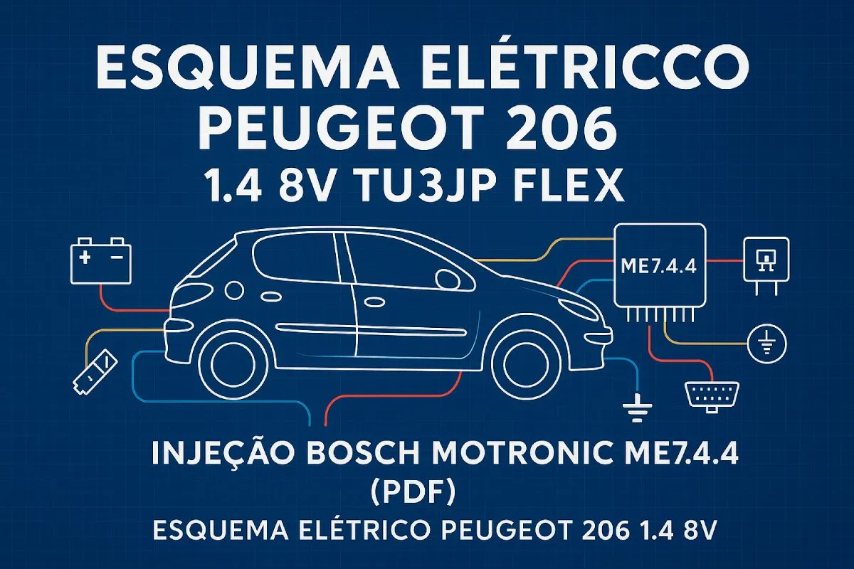 Esquema elétrico do Peugeot 206 1.4 8V (TU3JP Flex) – injeção Bosch Motronic ME7.4.4