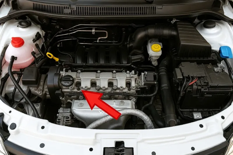 Topo do motor VW EA111 com destaque para a tampa de válvulas onde ficam os tuchos hidráulicos