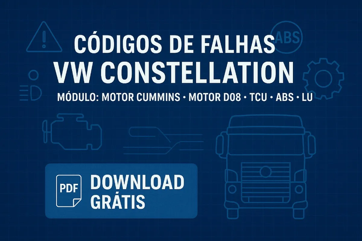 Códigos de falhas VW Constellation (PDF) – motores Cummins/D08, TCU, ABS e LU