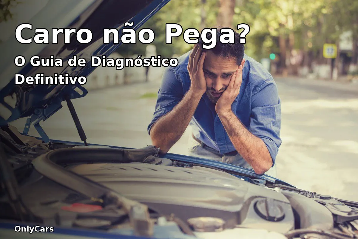 Carro não pega: guia de diagnóstico definitivo Carro não liga: motorista com capô aberto e olhando o motor, diagnosticando o problema