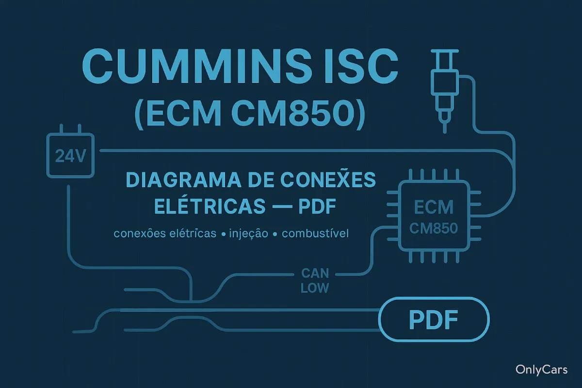 Diagrama de conexões elétricas do sistema de combustível e injeção — Cummins ISC, ECM Motorola CM850