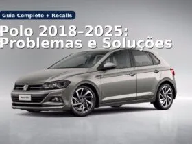 Volkswagen Polo 2018–2025 prata em estúdio — capa do guia de problemas, soluções e recalls